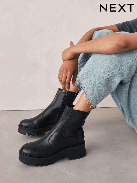 Schwarz - Forever Comfort® Leather Chunky Chelsea Boots (448795) | 95 €