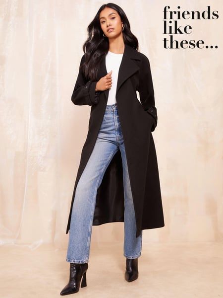 Friends Like These Black Belted Wrap Coat (449662) | € 64