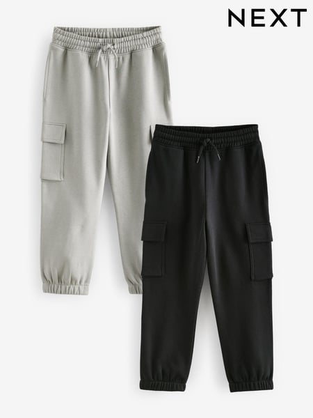 Black/Grey Regular Fit Slim Cargo Joggers 2 Pack (3-16yrs) (451277) | € 31 - € 41
