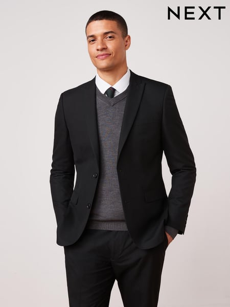 Black Slim Fit Two Button Suit Jacket (453143) | € 90