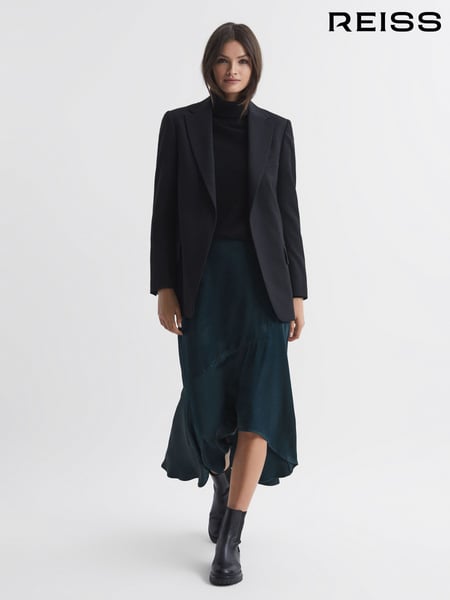 Reiss Teal Inga Satin High Rise Midi Skirt (454542) | € 246