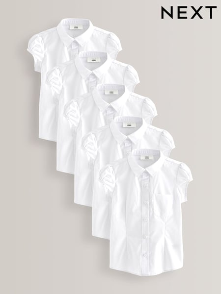 White 5 Pack Puff Sleeve School Shirts (3-16yrs) (456196) | € 34 - € 48
