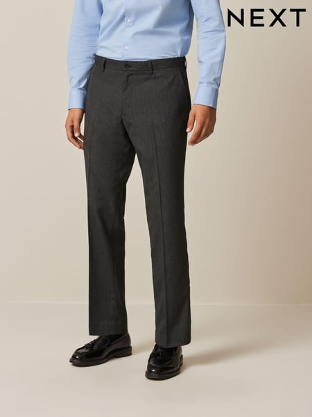Charcoal Grey Regular Fit Textured Smart Trousers (456315) | € 42