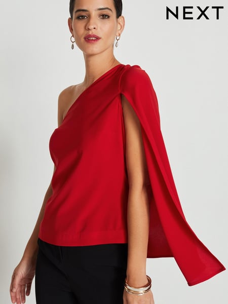 Red One Shoulder Cape Sleeve Top (457119) | € 14