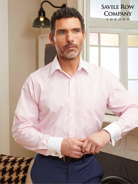 Savile Row Company Classic Fit 100% Cotton Stripe Double Cuff Shirt (458882) | € 86