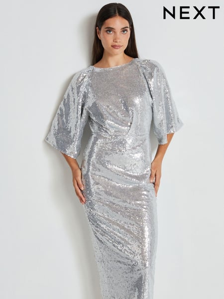 Silver Sequin Batwing Midi Dress (461075) | € 28