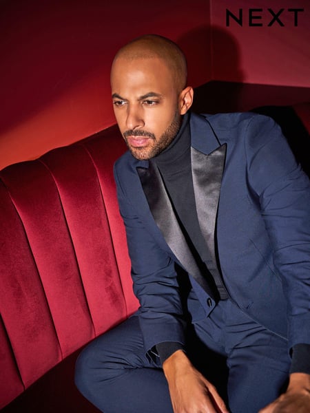 Navy Blue Slim Fit Tuxedo Suit Jacket (467071) | € 19