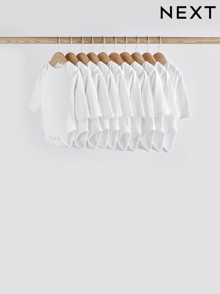 White 10 Pack Essential Baby Long Sleeve Bodysuits (470415) | € 23 - € 26