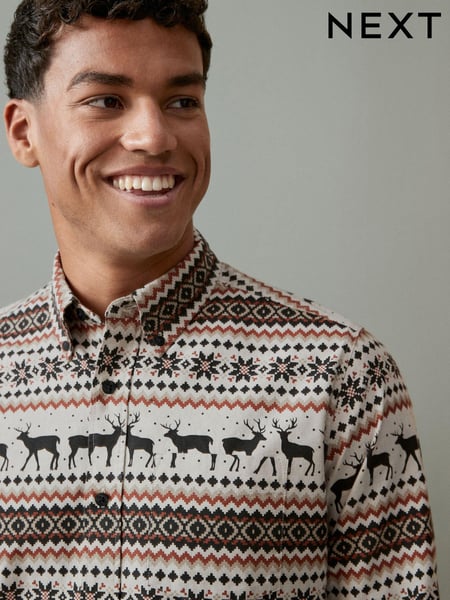 Natural Fairisle Pattern Christmas Printed Long Sleeve Shirt (471230) | € 9