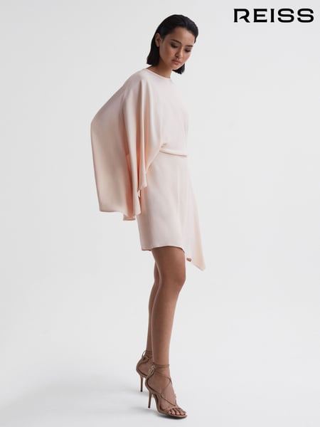 Reiss Nude Christy Cape Sleeve Asymmetric Mini Dress (479590) | € 356