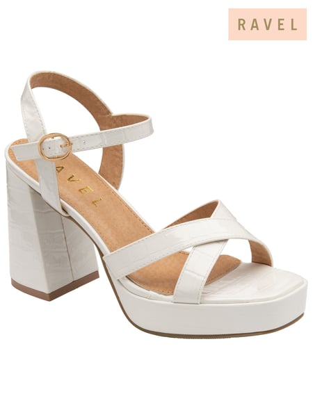 Ravel White Cross Strap Open Toe Platform Sandals (479755) | € 78
