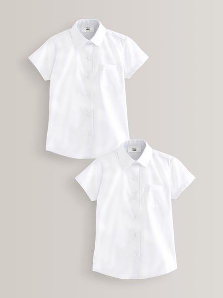 White Regular Fit 2 Pack Short Sleeve School Shirts (3-18yrs) (480780) | € 13 - € 23