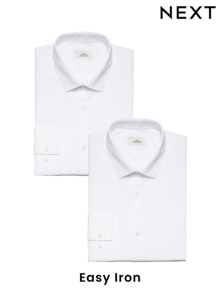White Slim Fit Easy Care Single Cuff Shirts 2 Pack (481864) | € 37