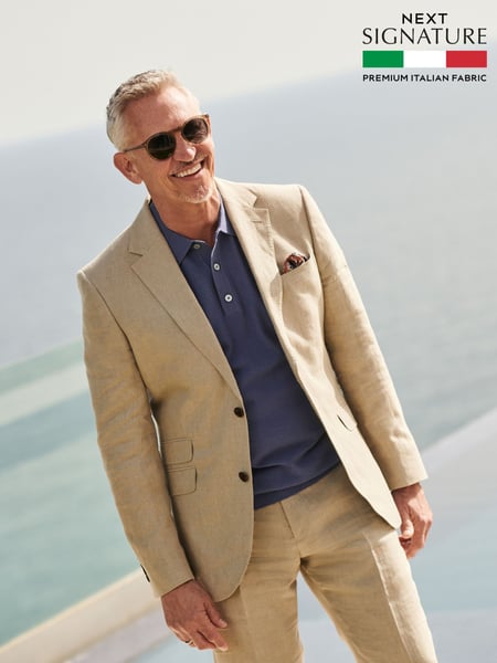 Neutral Slim Fit Signature Leomaster Italian Linen Suit Jacket (491536) | € 111
