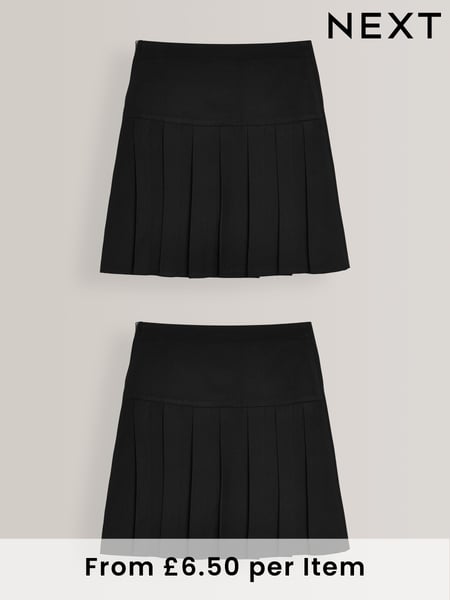 Black Longer Length Regular Waist Pleated School Skirts 2 Pack (3-16yrs) (493743) | € 18 - € 33