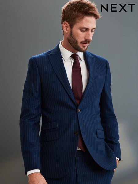Blue Stripe Slim Signature Empire Mills 100% Wool Stripe Suit (502904) | € 89