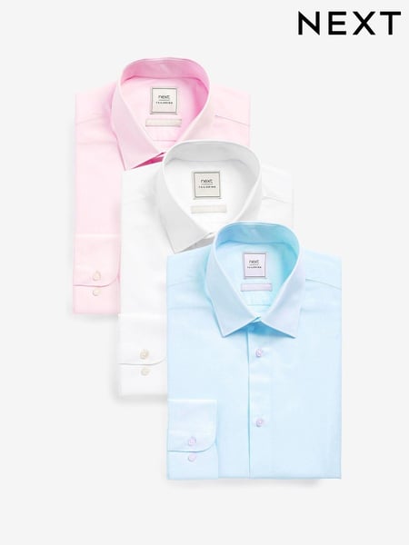 White/Light Blue/Light Pink Slim Fit Easy Care Single Cuff Oxford Smart Shirts 3 Pack (503815) | € 84