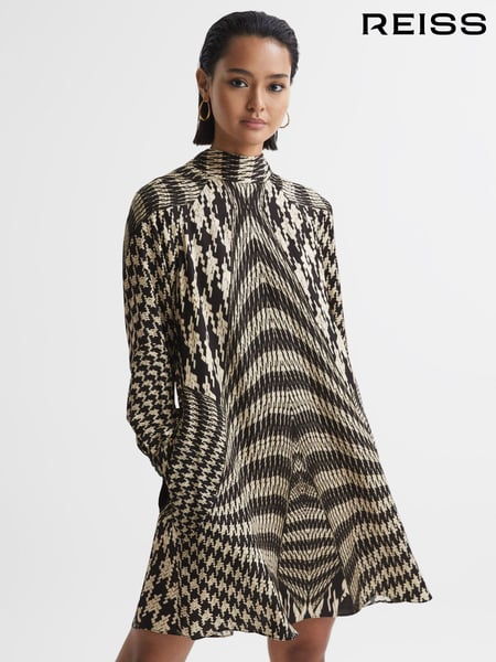 Reiss Black/White Ester Dogtooth Mini Dress (510852) | € 371