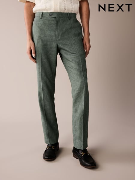 Green Linen Blend Tailored Fit Suit Trousers (515485) | € 37