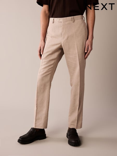 Stone Linen Blend Tailored Fit Suit Trousers (516683) | € 37