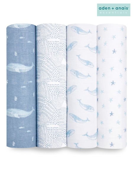 aden + anais Blue Cotton Muslin Blankets 4 Pack (516810) | € 78