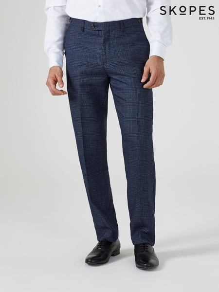 Skopes Blue Tailored Fit Woolf Check Suit: Trousers (518277) | € 94