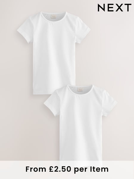 White 100% Cotton Gym School T-Shirts 2 Pack (3-16yrs) (518715) | € 7 - € 14