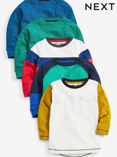 Multi 5 Pack Colourblock Long Sleeve T-Shirts (3mths-7yrs) (518726) | € 23 - € 28