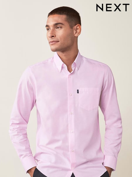 Light Pink Slim Fit Button Down Easy Iron Oxford Shirt (520684) | € 36