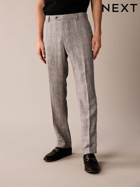 Neutral Tailored Fit Linen Check Suit: Trousers (521242) | € 15