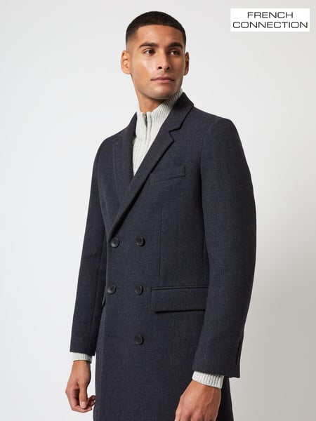 French Connection Dark Blue Overcoat Herringbone Jacket (521951) | € 136