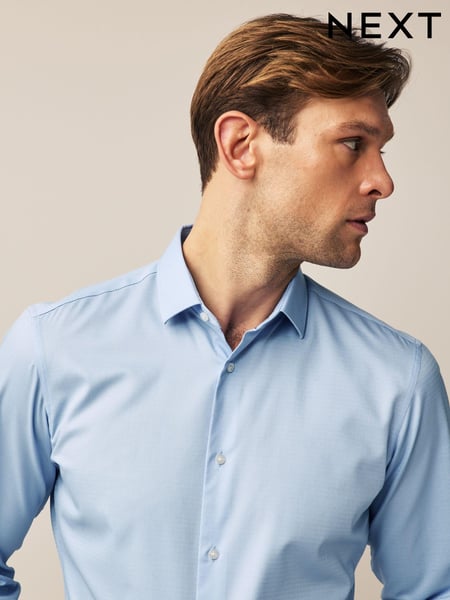Blue Slim Fit Double Cuff Easy Care Textured Smart Shirt (522042) | € 39