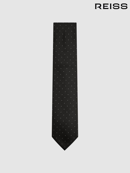 Reiss Black Liam Polka Dot Silk Tie (530506) | € 75