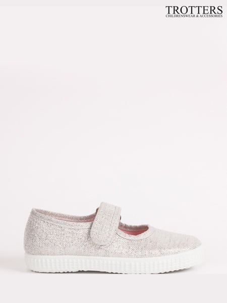 Trotters London Silver Martha Canvas Shoes (531738) | € 47 - € 56