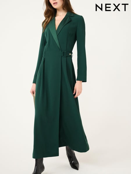 Green Tailored Crepe Long Sleeve Wrap Dress (532532) | € 18