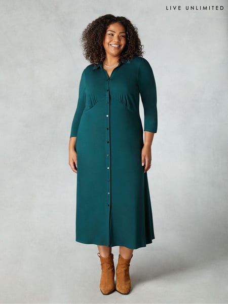 Live Unlimited Green Jersey Empire Seam Shirt Dress (533067) | € 86