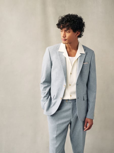 Light Blue Slim Fit Wool Donegal Suit Jacket (534733) | € 32