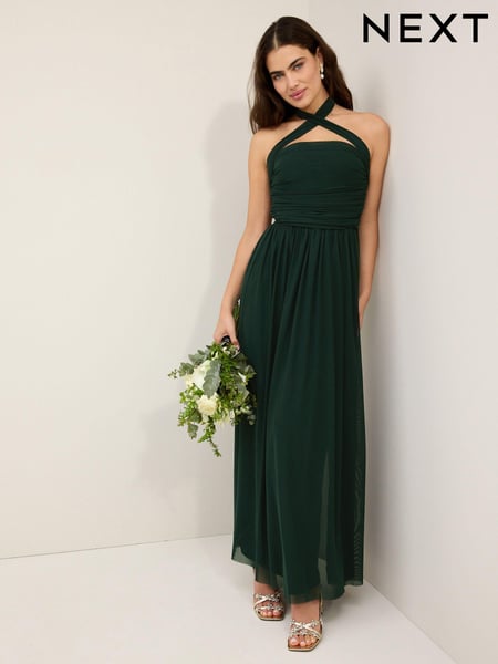 Dark Green Mesh Multiway Bridesmaid Wedding Maxi Dress (537359) | € 105