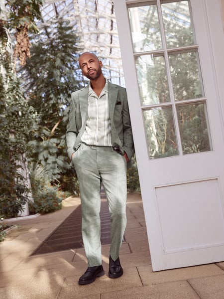 Green Tailored Fit Nova Fides Italian Wool Blend Suit: Trousers (537419) | € 17