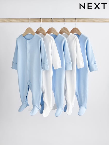 Blue/White 5 Pack Baby Sleepsuits (0-2yrs) (538373) | € 26 - € 28