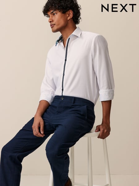White Single Cuff Trimmed Formal Oxford Shirt (539339) | € 45