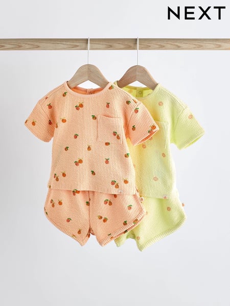 Fluro Green/ Orange Floral 2 Pack Baby T-Shirts and Shorts Set (540088) | € 19 - € 21