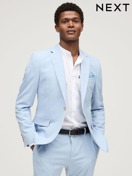 Light Blue Skinny Fit Pipe Trimmed Suit: Jacket (541751) | € 23