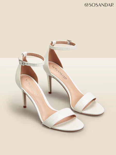 Sosandar White Croc Low Heel Barely There Sandals (542396) | € 123