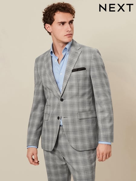 Light Grey Tailored Fit Textured Suit: Jacket (545854) | € 16