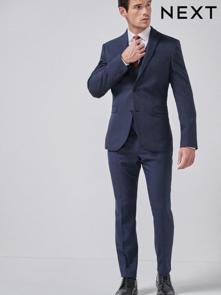 Navy Blue Slim Check Suit Jacket (549770) | € 25