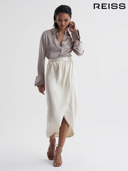 Reiss Ivory Tyra Silk High-Low Wrap Skirt (551400) | € 418
