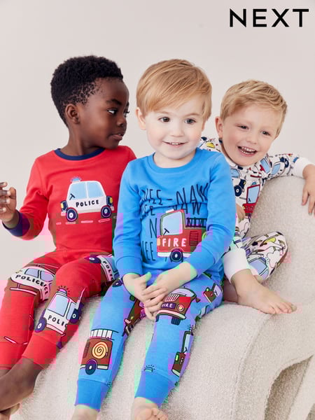 Red/Blue Emergency Vehicles 3 Pack Snuggle Pyjamas (9mths-8yrs) (552193) | € 37 - € 45