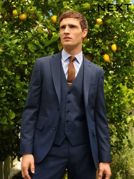 Blue Slim Fit Textured Wool Suit Jacket (552757) | € 155