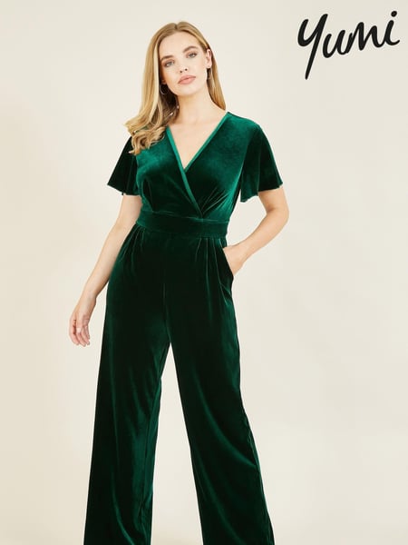 Yumi Dark Green Jumpsuit With Angel Sleeves (556189) | € 101